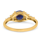 Art Deco Round Natural Stone Wedding Ring