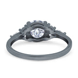 Art Deco Round Natural Stone Wedding Ring