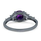 Art Deco Round Natural Stone Wedding Ring