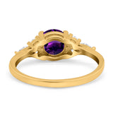 Art Deco Round Natural Stone Wedding Ring