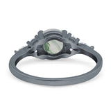 Art Deco Round Natural Stone Wedding Ring