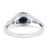 Art Deco Round Natural Stone Wedding Ring
