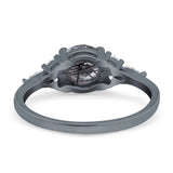 Art Deco Round Natural Stone Wedding Ring