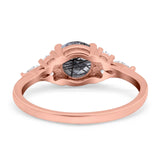 Art Deco Round Natural Stone Wedding Ring