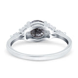 Art Deco Round Natural Stone Wedding Ring