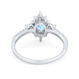 Oval Natural Stone Floral  Ring