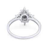 Oval Natural Stone Floral  Ring