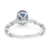 Art Deco Oval Natural Stone Solitaire Ring
