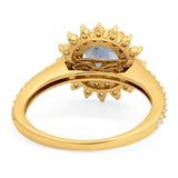 Art Deco Round Natural Stone Floral Ring