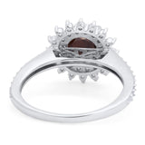 Art Deco Round Natural Stone Floral Ring