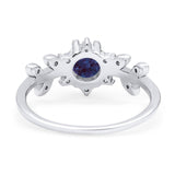 Art Deco Round Natural Stone Floral Ring