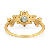 Art Deco Round Natural Stone Floral Ring