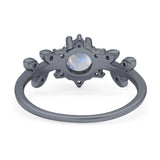Art Deco Round Natural Stone Floral Ring