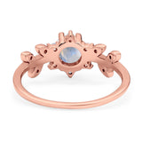 Art Deco Round Natural Stone Floral Ring