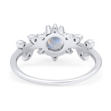 Art Deco Round Natural Stone Floral Ring
