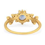 Art Deco Round Natural Stone Floral Ring