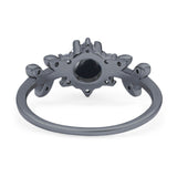 Art Deco Round Natural Stone Floral Ring