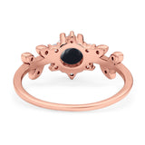 Art Deco Round Natural Stone Floral Ring