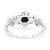 Art Deco Round Natural Stone Floral Ring