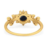 Art Deco Round Natural Stone Floral Ring