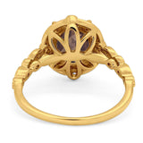 Oval Natural Stone Beaded Ring