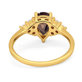 Pear Teardrop Natural Stone Wedding Ring