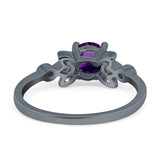 Art Deco Round Natural Stone Floral Ring