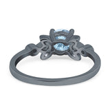 Art Deco Round Natural Stone Floral Ring