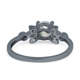 Art Deco Round Natural Stone Floral Ring