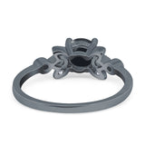 Art Deco Round Natural Stone Floral Ring