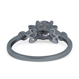 Art Deco Round Natural Stone Floral Ring