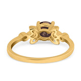 Art Deco Round Natural Stone Floral Ring