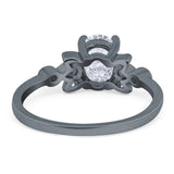 Art Deco Oval Natural Stone Floral Ring