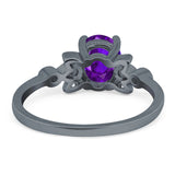 Art Deco Oval Natural Stone Floral Ring