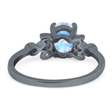 Art Deco Oval Natural Stone Floral Ring