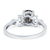 Art Deco Oval Natural Stone Floral Ring