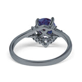 Art Deco Round Natural Stone Flower Ring