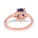 Art Deco Round Natural Stone Flower Ring