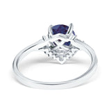 Art Deco Round Natural Stone Flower Ring