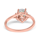 Art Deco Round Natural Stone Flower Ring