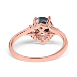 Art Deco Round Natural Stone Flower Ring