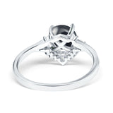 Art Deco Round Natural Stone Flower Ring