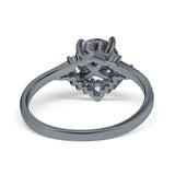 Art Deco Round Natural Stone Flower Ring