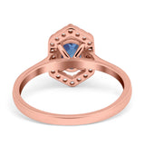 Art Deco Oval Natural Stone Hexagonal Ring