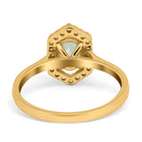 Art Deco Oval Natural Stone Hexagonal Ring