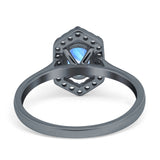 Art Deco Oval Natural Stone Hexagonal Ring