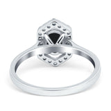 Art Deco Oval Natural Stone Hexagonal Ring