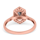 Art Deco Oval Natural Stone Hexagonal Ring