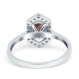 Art Deco Oval Natural Stone Hexagonal Ring