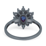 Pear Teardrop Natural Stone Floral Ring